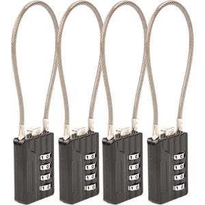 SEPOX Compact Design Resettable Combination Padlock 4 Digit, 30mm 1-3/16" Width Body, Extra Long 16cm Cable Lock for Suitcase, Travel, Gym Lockers, Helmet, Cabinets, Case, Fence, Pack of 4 Black