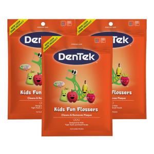 DenTek Fun Flossers  Kids Floss Picks with Wild Fruit Flavor, 75 Count, Pack of 3