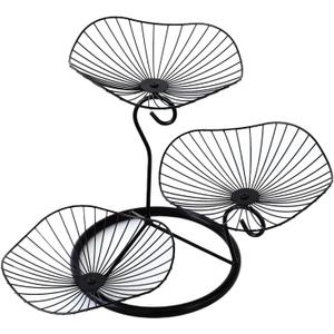 IBWell 3-Tier Metal Fruit Basket Holder Decorative Fruit Bowl Stand(Type A, Black)