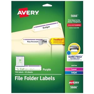 Avery Self-Adhesive Laser/Inkjet File Folder Labels, Purple Border, 750/Pack
