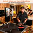 Electric Cooktop 30 Inch Hobsir, 4 Burner Electric Stove Top 6700W, Knob Control Built in Cook top, 30" Electric Stove Top Burner with Glass Protection Metal Frame, Double-ring burner, 220-240v
