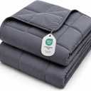 L'AGRATY Weighted Blanket for Adults 15lbs, 48"x72", Dark Grey Twin Full Size Heavy Throw Blanket, Cooling, Breathable, Microfiber with Glass Beads, Big, Washable, All-Season