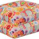 Makimoo 2-Pack Outdoor/Indoor Wicker Patio Seat Cushion Pad with Ties - Dining Chair Cushion, 17" x 17" (Multicolored Flowers)