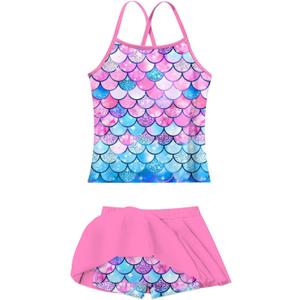 Girls Tankini Swimsuit Two Piece Bathing Suit with Adjustable Strap, 12 Years