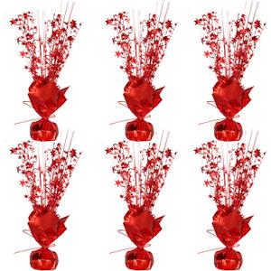 Gyufise 6 Pack Metallic Foil Spray Centerpiece Star Table Decoration Burst Table Centerpieces Table Decor for Birthday Wedding Anniversary Graduation Holiday Party Supplies Red