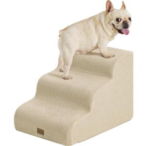 Made4Pets Dog Stairs Ramp for Small Dogs 15.7" H, 3-Step Dog Steps for Bed Couch Sofa and Chair, 35D Foam Pet Steps for Small Dogs and Cats, Non-Slip Bottom Pet Stairs, Beige