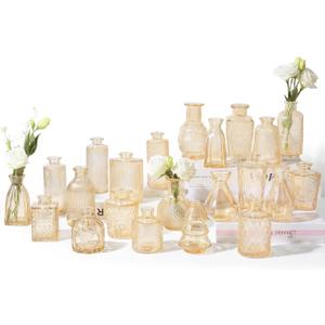 RUCKACE Bud Vases in Bulk 22 Gold Glass Small Vases Flower Vase for Centerpiece Table Wedding Decorations Home Decor Party