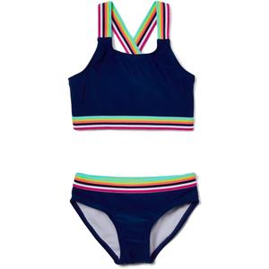 Kanu Surf Girls' Tanya UPF 50+ Beach Sport Athletic Bikini Swimsuit (14, Bobby Navy)