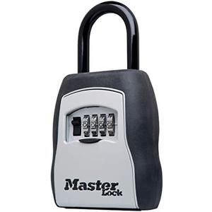 Master Lock Key Lock Box, Outdoor Lock Box for House Keys, Portable Combination Lockbox Resettable Code, 5400EC, Black