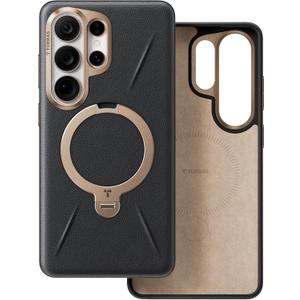 TORRAS Ostand Q3 VegSkin for Samsung Galaxy S26 Ultra Case Leather, 360 Magnetic Stand, Fit for MagSafe, Premium Vegan Leather Case for S26 Ultra Case, Microfiber Lining, Obsidian Black