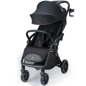 Compact Travel Stroller, Self-Folding Lightweight Stroller with Oversized Canopy, Adjustable Backrest, Newborn Pushchair for Toddler 0-36 (Black)