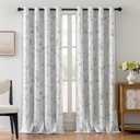 ChrisDowa 100% Blackout Floral Curtains 108 Inches Long 2 Panels for Bedroom Living Room Grey Flower Patterned Room Darkening Thermal Insulated Soundproof Grommet Window Treatments Drapes,52X108