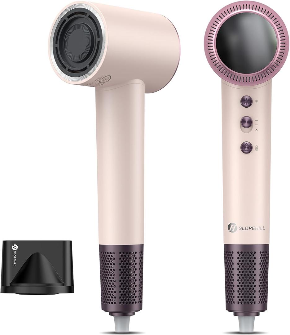 Slopehill Hair Dryer - 110,000 RPM High-Velocity Fast Drying + Low Noise + Lightweight + Intelligent Temperature Control Hair Care for Home, Salon and Travel (Ceramic Pink and Rose Gold)
