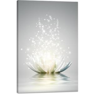 Lotus Floral Canvas Prints Art for Zen Office Wall Art Meditation Pictures Modern Artwork poster for Zen Wall Spa Photo Yoga Room Ready to Hang (24x 36inch)