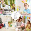 Rattan Effect Resin Bunny Easter Decor,Table Rabbit Easter Decorations,Spring Bunnies Decoration Statue Figurine for Home Farmhouse (White, Small-Stand)