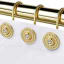 Gold Shower Hooks & Rings Set of 12 - Rust Proof Metal Decorative Hangers for Bathroom Shower Curtain Rod