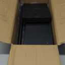 VOLDRA Toilet Paper Holder Stand with Shelf, Free Standing Black Toilet Paper Roll Holder with Wipes Storage Drawer Heavy Duty Floor Bathroom Tissue Holder Freestanding No Drill Tp Holder for 7 Rolls