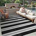 Lahome Outdoor Rug 8x10 Patio Waterproof, Reversible Black/Grey