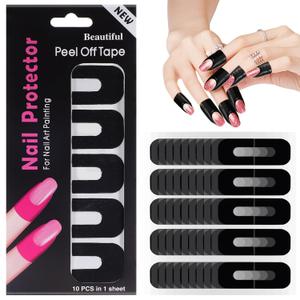NOLITOY 100 Sheet Nail Polish Protector for Fingers, U-shaped Gel Nail Sticker, Peel Off Barrier, Finger Protection Skin Cuticle Protector Tape for Painting
