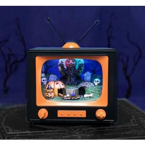 MOMENTS IN TIME 6" H Red Retro TV with Mountain Scene (Animated Train) - LED Lights - 8 Classic Carols Christmas Music - Battery Operated - Hand-Painted Resin Polyresin Injection Plastic