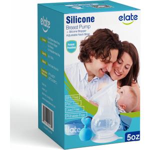 Elate Manual Breast Pump for Breastfeeding | Silicone Milk Collector with Leak-Proof Stopper for Nursing Moms | Enhance Milk Production | BPA PVC Free  5oz (Blue)