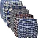 Different Touch Men's True Big and Tall USA Classic Design Plaid Woven Boxer Shorts Underwear (6 Pack) (5X-Large)