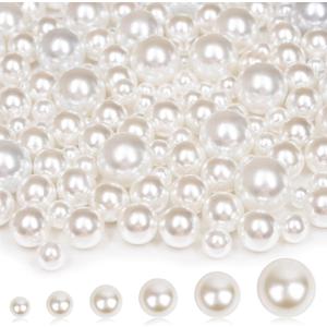 2000PCS Pearls for Crafting, Ivory No Hole Beads for Centerpieces Vases, Assorted Sizes Bulk Fake Pearls Beads for Vase Filler, Candles Centerpiece, DIY Crafts, Jewelry Making (4/6/8/10/14/20mm)