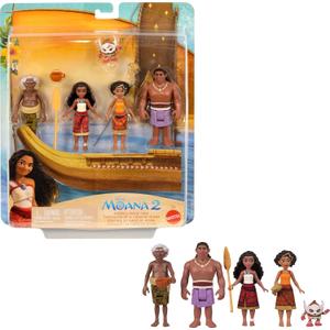 Mattel Disney Moana 2 Toys, Moanas Canoe Crew Playset with 5 Small Dolls in Signature Outfits & 3 Accessories, Inspired by The Movie