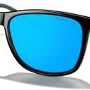 MERRY'S Unisex Polarized Aluminum Sunglasses Vintage Sun Glasses For Men/Women S8286 (0c02 Black Frame/Blue Mirror Lens/Grey Temples)
