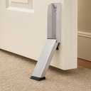 HOMOTEK 1 Pack Kickdown Door Stopper for Bottom of Door, Foldable Door Stop with Self Adhesive, Heavy Duty No Drilling Portable Door Stoppers, Silver (Brushed Stainless Steel)
