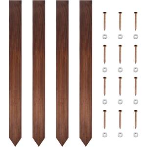 4 PCS Carbonized Yard Signs Stakes, 17.32 x 1.5 Inches Yard Sign Support, Yard Sign Wooden Holder Lawn Sign Stake for Advertising Board, Hardware Included