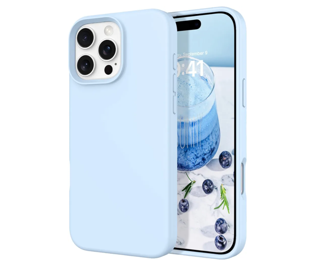 DOMAVER Case for iPhone 16 Pro 6.3'' Case Smooth Liquid Silicone Soft Gel Rubber Microfiber Lining Cushion Cover Shockproof Protective Phone Cases Compatible with iPhone 16 Pro  Light Blue