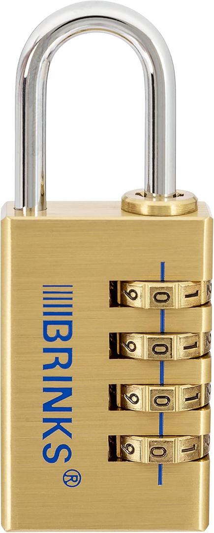 BRINKS - 30mm Solid Brass 4-Dial Resettable Padlock - Chrome Plated With Hardened Steel Shackle (1 Count (Pack of 1))