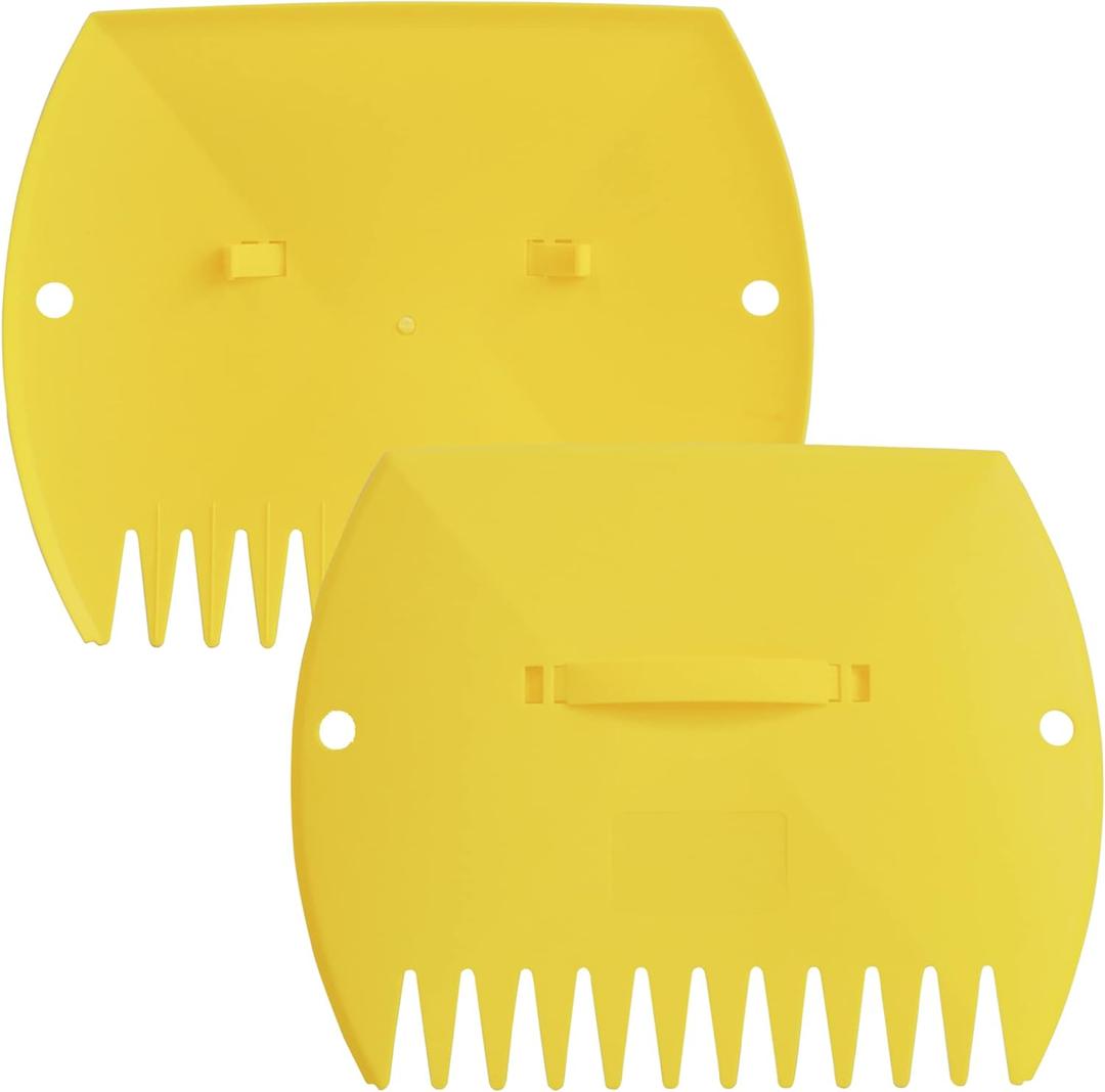 Garden and Yard Leaf Scoops Hand Rakes Large Sized, Multiple Leaves Lawn Debris and Trash Pick Up Good Use 1 Pair, Yellow