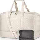 Duffle Bag for Travel, Weekender Bag with Shoe Compartment, Carry On Overnight Bag for Women with Toiletry Bag Duffel Bags with Wet Pocket for Gym Hospital Bags for Labor and Delivery Beige