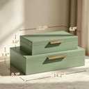 JARLINK Decorative Storage Boxes with Lids, PU Leather Bins, 1 Pack, Sage