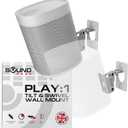 Sound Bass Play 1 Wall Mount, White, Pair, Compatible with Sonos Play:1 Only, Twin Pack, Adjustable Swivel & Tilt Mechanism, 2 Mounting Brackets Includes All Fixings