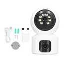 2-in-1 Dual Lens Dual Screen Bulb WiFi Wireless 4MP HD Live View, Bullet+PTZ Control, Two Way Talk, Color Night Vision, AI Human Detection Indoor Camera 