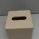 Leather Beige Tissue Box Cover, Square Tissue Box Holder Compatible with Kleenex for Bathrooms