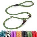 Fida Slip Leads for Dogs, 4 FT x 1/2" Dog Leash Heavy Duty Comfortable Strong Rope Lead for Large, Medium Dogs, No Pull Pet Training Leash with Highly Reflective,Green