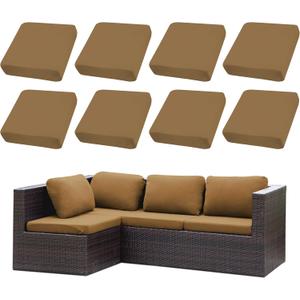 Outdoor Cushion Covers Set,12PCS Patio Furniture Couch Seat Slipcovers, Replacement for Sofa Sectional Chair(CoverOnly) (Camel)
