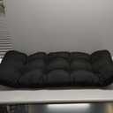 downluxe Outdoor Bench Cushion for Patio Furniture, Waterproof Tufted Overstuffed Porch Swing Cushions, Thick Outdoor Loveseat Cushions, 44" X 19" X 5", Black, Set of 1