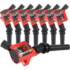 DG508 Ignition Coil Pack High Engine 8 PCS Ignition Coil Curved Boot for Ford E150 E250 E550 F150 F250 F550 4.6L 5.4L 6.8L V8 V10 Lincoln Mercury Compatible Part#DG508 DG457 DG472 DG491 F523