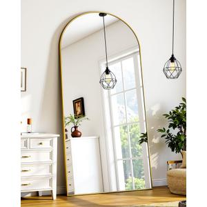 Suidia Full Length Mirror, 58"x22" Floor Standing Mirror Freestanding, Full Body Mirrors with Stand for Bedroom, Hanging Mounted for Living Room Cloakroom, Gold, Arched Style