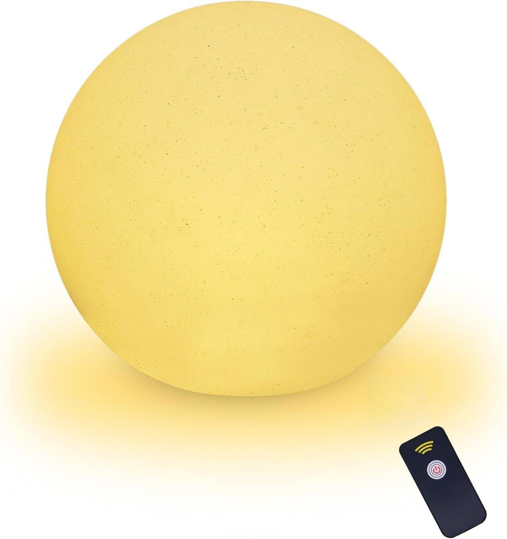12-Inch Solar Globe Lights Outdoor Waterproof - LED Ball Light 3 Modes with Remote Control Warm lighting - Dual USB & Solar Charging Night Light for Garden Yard Pathway Pool Patio Party Decoration