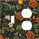 Wpshijia Light Switch Cover Plate William Morris Orange Flowers Rustic Leaves Floral 1 Gang Single Toggle Decorative Switch Plates Wall Plates Electrical Faceplate for Bathroom Bedroom Decor