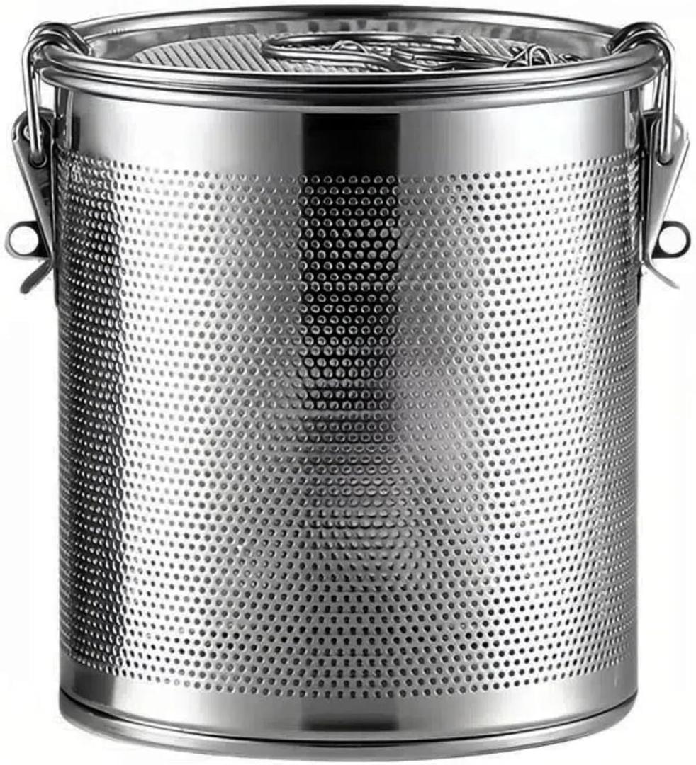 Seasoning Strainer, Stainless Steel Spice Filter, Cooking Spice Filter, Mesh Design Tea Ball Strainer Soup Seasonings Seperation Basket Filter with Chain Hook for Home Restaurant (14x14cm-(2.1L))