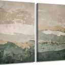 XLYFVLGF Beige and Green Abstract Canvas Wall Art Minimalist Wall Decor Pictures Wabi-sabi style prints Japanese style abstract painting artwork for Bedroom Living Room Decoration 16x24in
