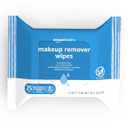 Amazon Basics Makeup Remover Wipes, Fragrance-Free, Alcohol-Free, Gentle Cleansing, Plant-Based, Dermatologist Tested, Removes Waterproof Mascara, Resealable, 25 Count, 1-Pack