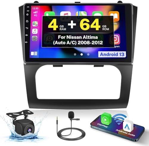 Inefala 8-Core 4+64G Android 15 Car Stereo for Nissan Altima 2008-2012 (Automatic A/C) Upgrade Radio, 9'' HD Touch Screen with Wireless CarPlay & Android Auto, AHD Backup Camera, Mirror Link, GPS Navi